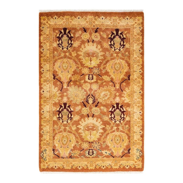 Solo Rugs Eclectic One-of-a-Kind Contemporary Brown 3 ft. 2 in. x 4 ft. 10 in. Oriental Area Rug