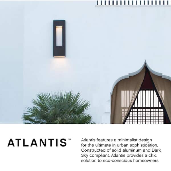 Atlantis 1-Light Satin Black LED Outdoor Wall Lantern Sconce