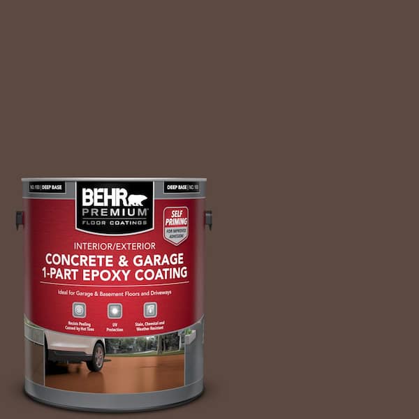 BEHR PREMIUM 1 gal. #AE-18 Nomad Brown Self-Priming 1-Part Epoxy Satin Interior/Exterior Concrete and Garage Floor Paint