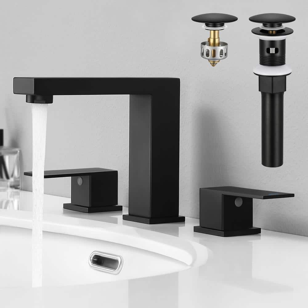 Matte Black Stainless Steel 8-Inch Widespread Bathroom Faucet