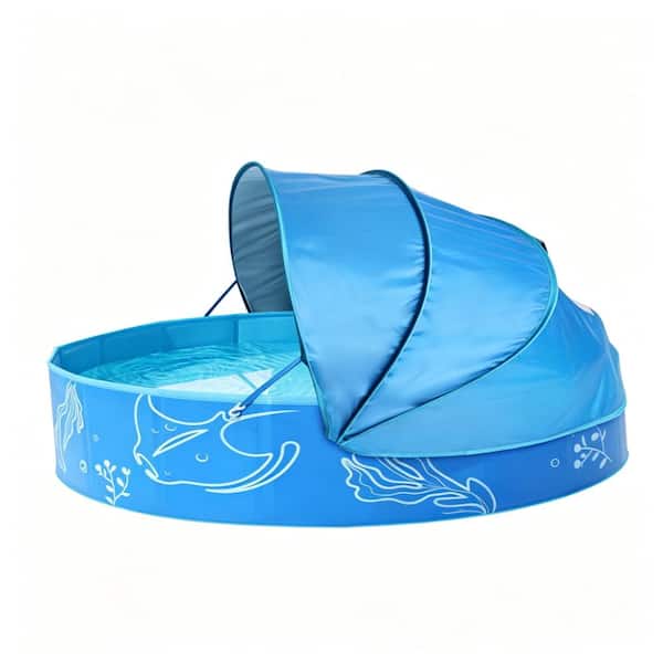 47in Foldable Shaded Kids Pool, portable for backyard & beach, blue, 47in available