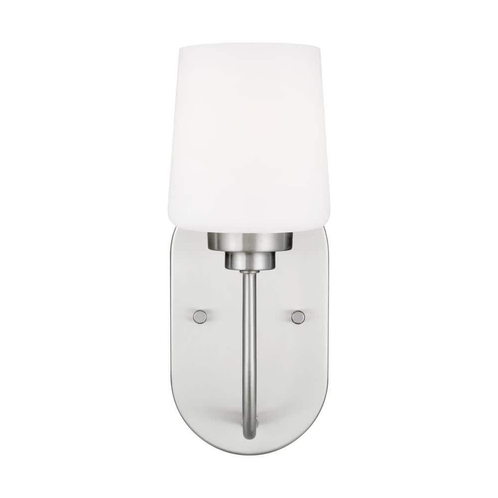 Windom 1-Light Brushed Nickel Contemporary Classic Wall Sconce Powder Room Light with Alabaster Glass and LED Bulb price history on PriceWatchPro
