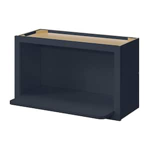 Avondale 30 in. W x 12 in. D x 18 in. H Ready to Assemble Plywood Shaker Microwave Wall Kitchen Cabinet in Ink Blue