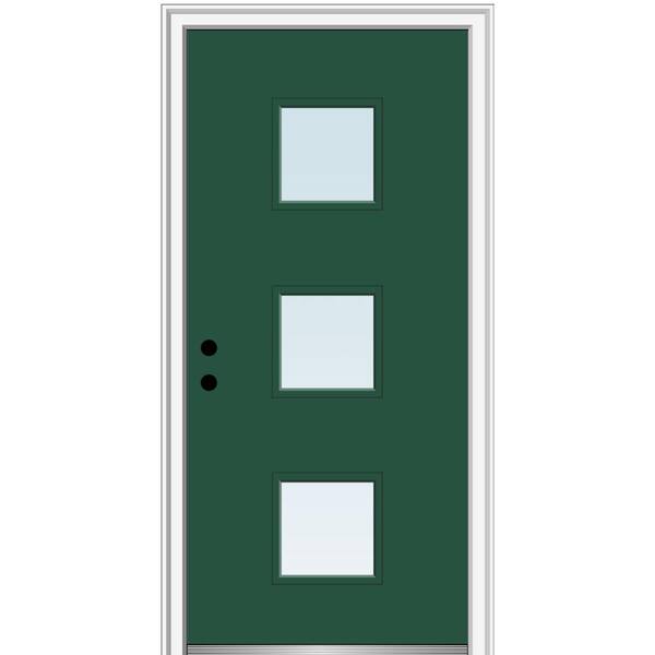 MMI Door 30 in. x 80 in. Aveline Right-Hand Inswing 3-Lite Clear Low-E Glass Painted Steel Prehung Front Door on 4-9/16 in. Frame