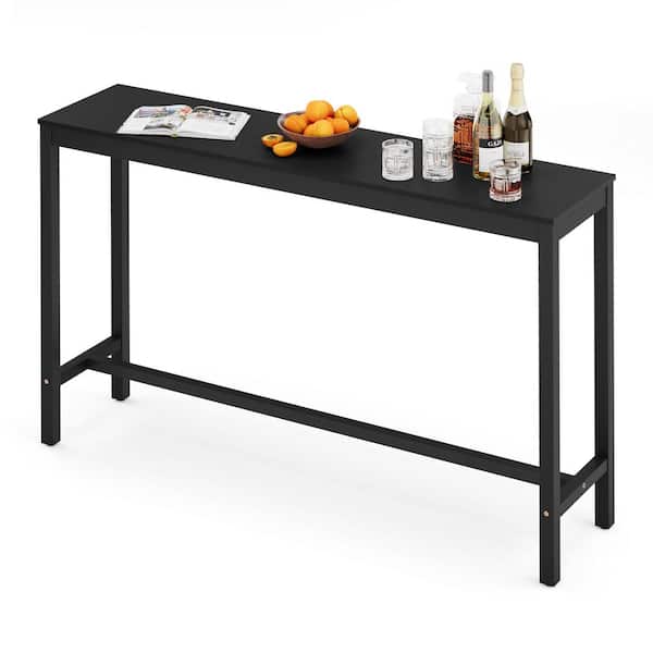 cozyman 63 in. Black Standard Rectangle Solid Acacia Wood Console Table Entryway Table Narrow Hall Table Sofa Table