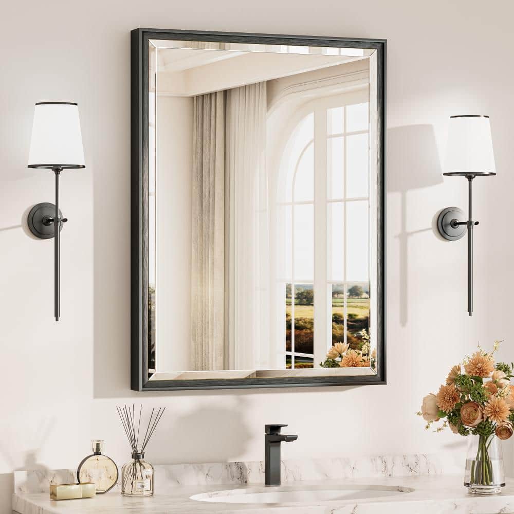24 in. W x 32 in. H Framed Rectangular Black Mirrors for Bathroom Wall Beveled Mirror Bathroom Vanity Mirror price history on PriceWatchPro