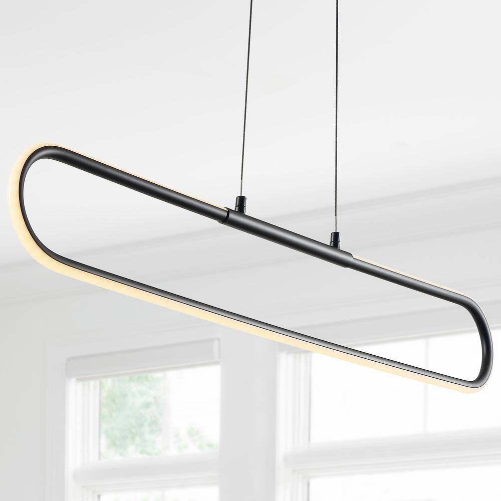 Ned Minimalistic 39" Black Metal Adjustable LED Linear Pendant