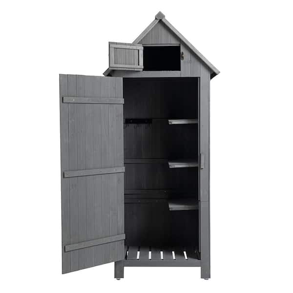BTMWAY 2.5 ft. W x 1.8 ft. D Solid Wood Outdoor Storage Shed, Tool Garden Storage Cabinet with Lockable Door (4.5 sq. ft.)