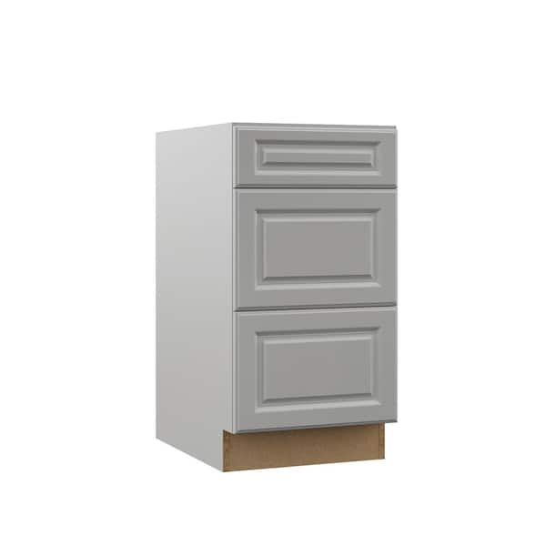 Hampton Bay Designer Series Elgin Assembled 18x34.5x23.75 in. Drawer Base Kitchen Cabinet in Heron Gray