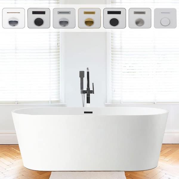 Vanity Art Bordeaux 67 in. Acrylic Flatbottom Freestanding Bathtub