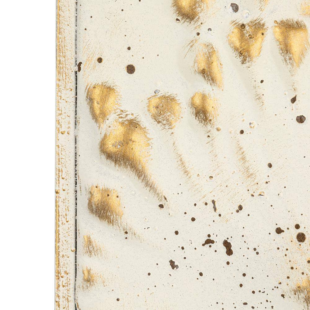 Aged White and Gold Floral Metal Wall Sculpture Set