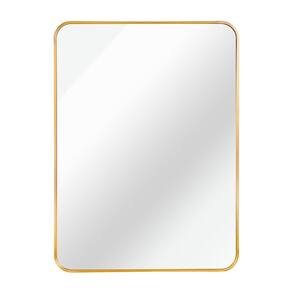 24 in. W x 36 in. H Rectangular Wall Mounted Brushed Aluminum Frame Bathroom Vanity Mirror in Gold