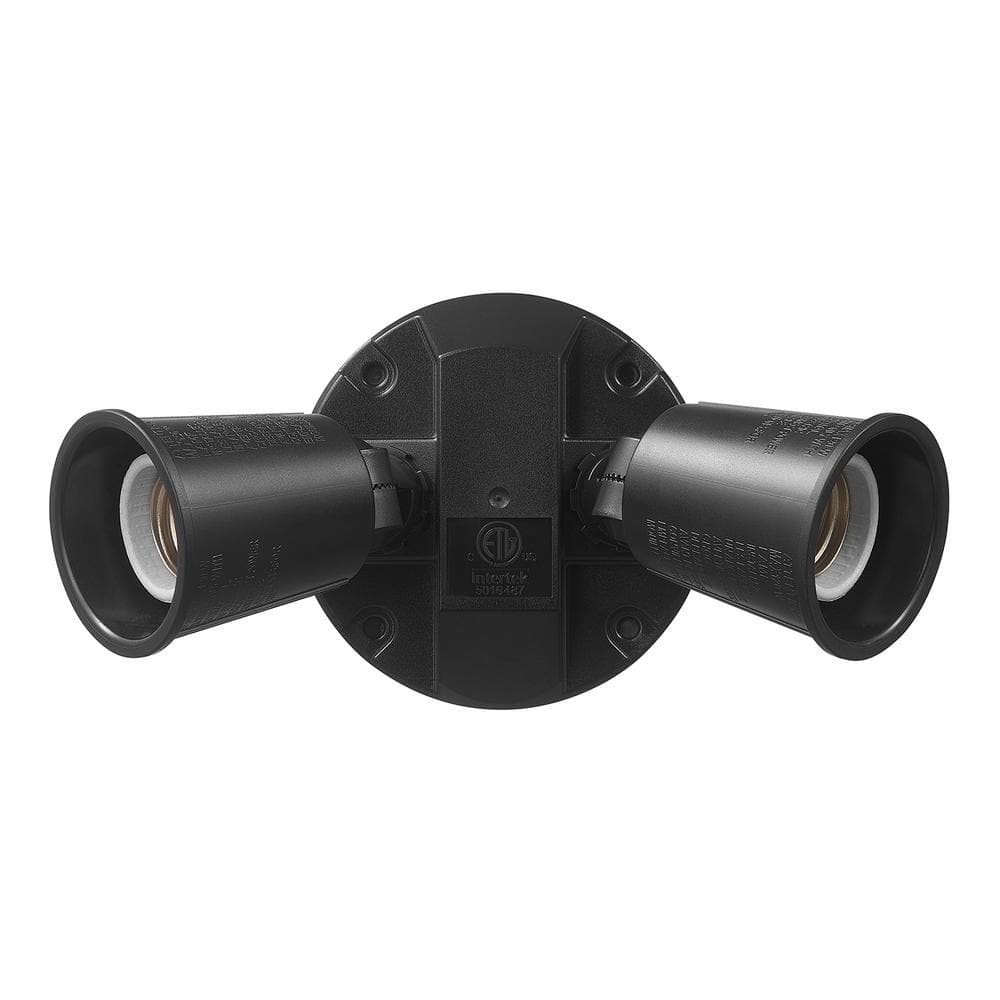 PAR Black Switch Activated Wired Outdoor 2-Head Security Flood Light