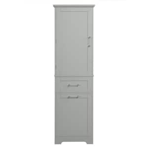 13 in. W x 20 in. D x 68.1 in. H Gray Linen Cabinet with 2-Different Size Drawers and Adjustable Shelf