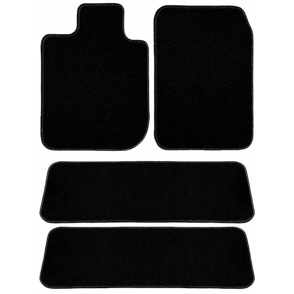 Toyota Highlander Black Classic Carpet Car Mats/Floor Mats, Custom Fit For 2014-2019 3 Row (4-Piece)