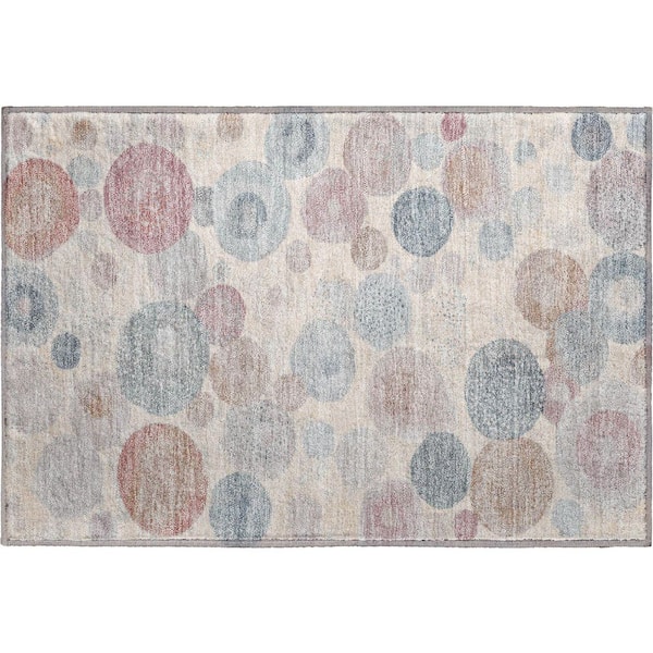 Mayfield Premium Machine Washable Abstract AMF1896 Peach 2 ft. x 3 ft. Area Rug