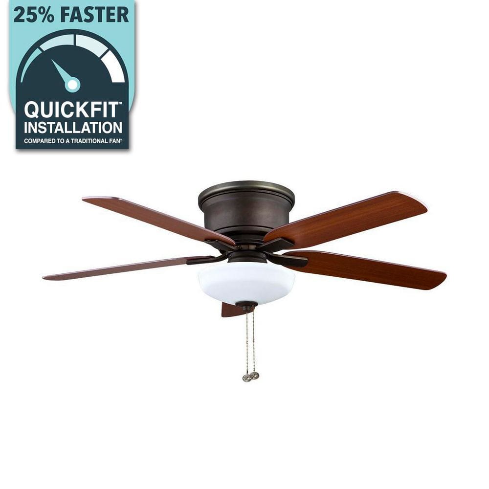 Hampton Bay Holly Springs Low Profile 52 in. LED Indoor Oil-Rubbed Bronze Ceiling Fan with Light Kit 57281