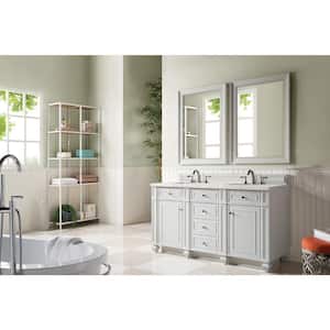 Bristol 60 in.W x 23.5 in.D x 34 in. H Double Vanity in Bright White with Quartz Top in Eternal Jasmine Pearl