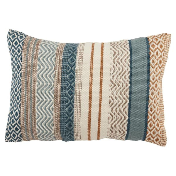 Jaipur Living Rautha Blue/Gold 16 in. x 24 in. Polyester Fill Throw Pillow