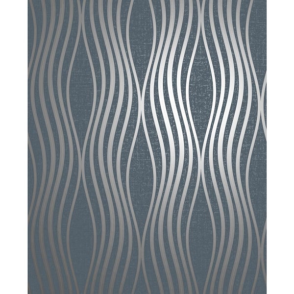 Fine Decor Valor Navy Wave Navy Wallpaper Sample