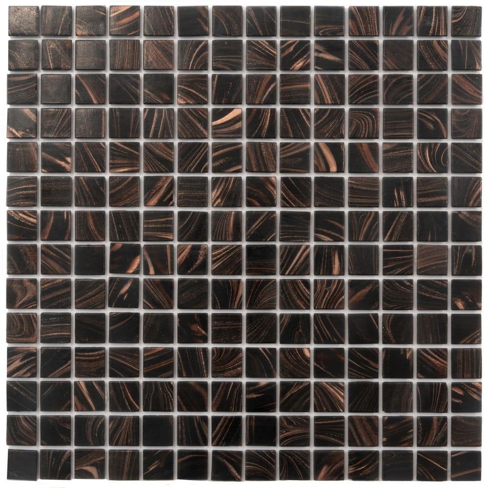 "Celestial 4"" x 6"" Glossy Umber Brown and Gold Glass Mosaic Uniform square Wall and Floor Sample Tile 0.13 sq. ft./1-Pack" price history on PriceWatchPro