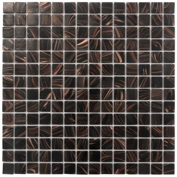 Apollo Tile Celestial Glossy Umber Brown and Gold 12 in. x 12 in. Glass Mosaic Wall and Floor Tile (20 sq. ft./case) (20-pack)