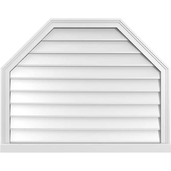 Ekena Millwork 38" x 30" Octagonal Top Surface Mount PVC Gable Vent: Non-Functional with Brickmould Sill Frame