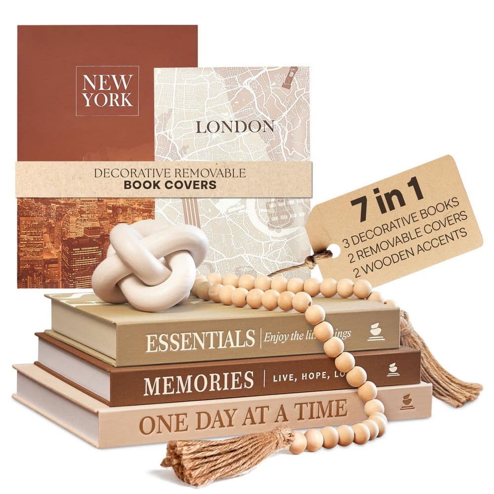 Brown 8 in. x 11.5 in. Linen Faux Book Box Storage, Decorative Box