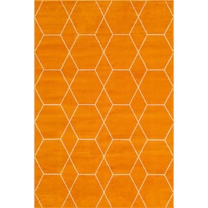 Trellis Frieze Orange/Ivory 6 ft. x 9 ft. Geometric Area Rug