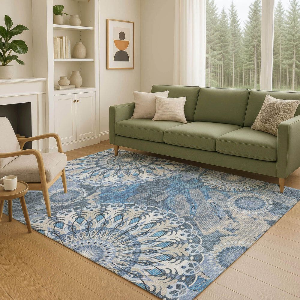 Chantille Machine Washable Indoor/Outdoor Abstract ACN2335 Blue 3 ft. x 4 ft. Area Rug price history on PriceWatchPro