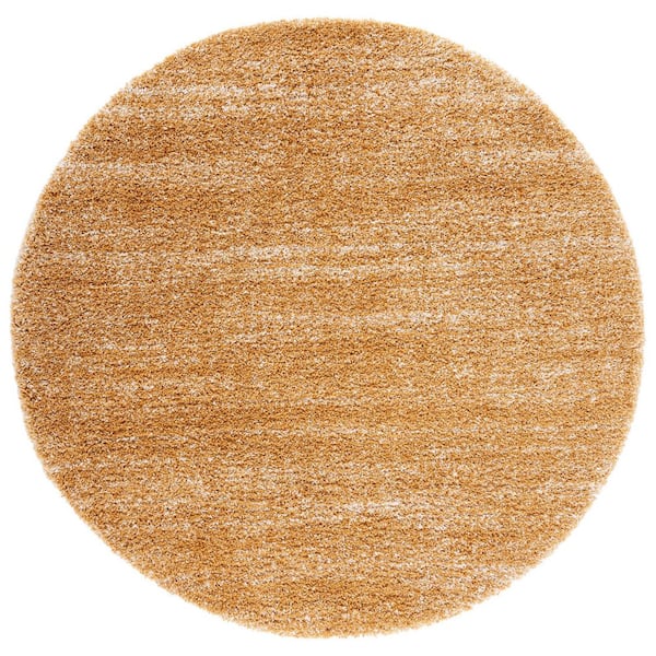Hudson Shag 7 ft. x 7 ft. Gold/Ivory Solid Marle Round Area Rug
