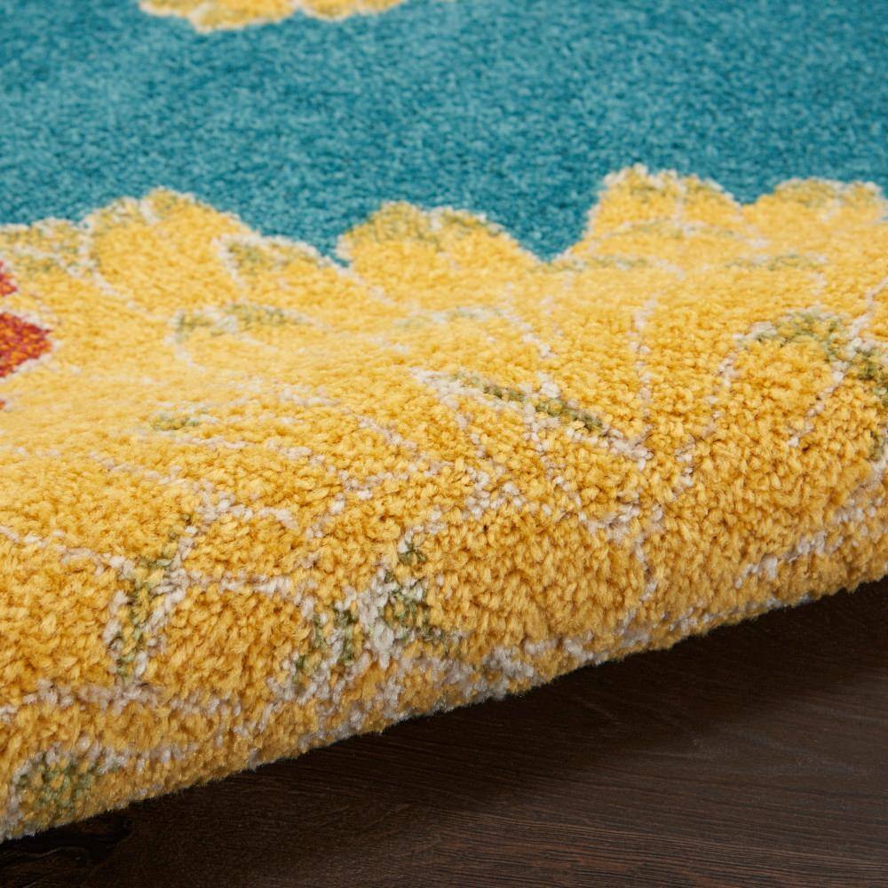 Turquoise Multicolor Floral Synthetic 2' x 3' Area Rug