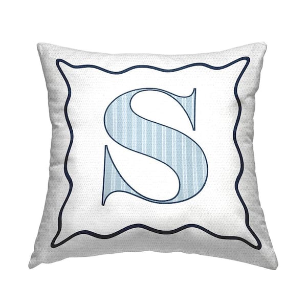 Polka Dot Blue Letter S Square Outdoor Throw Pillow