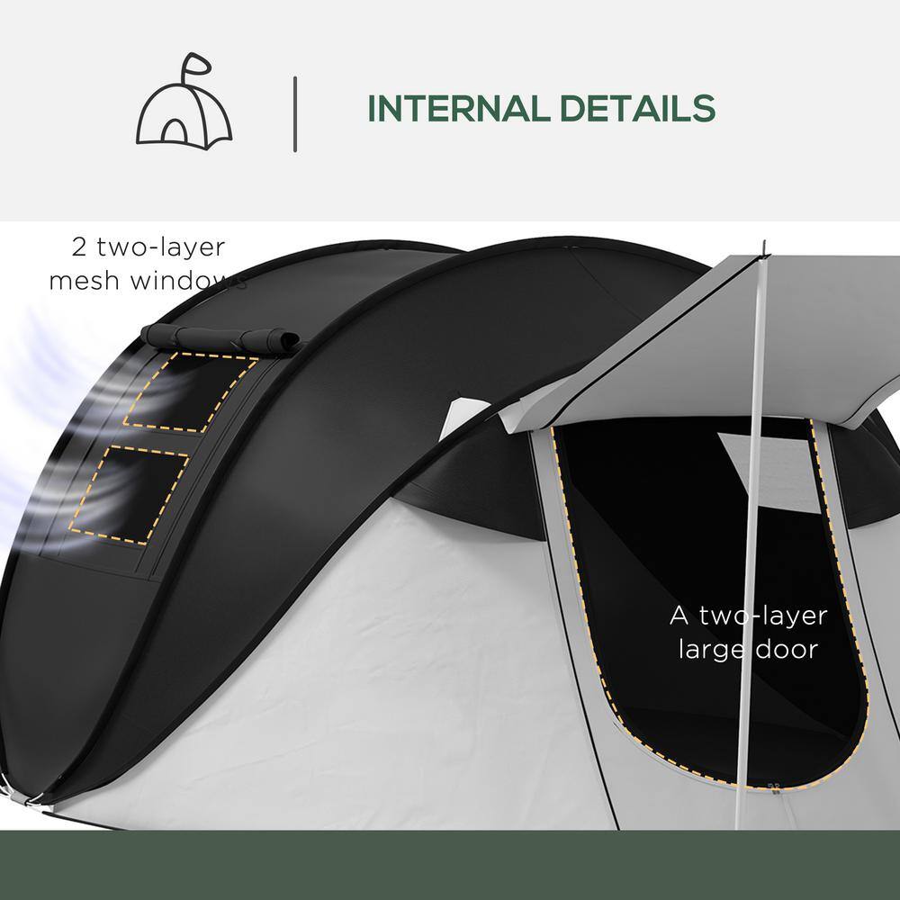 Black Three-Person Dome Camping Tent with Vestibule and Carry Bag
