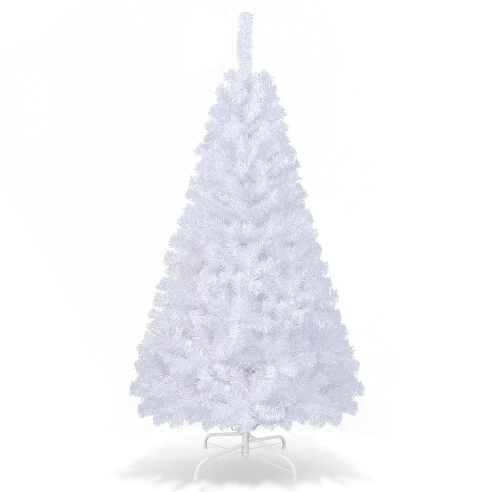 ANGELES HOME 8 ft. White Pre-Lit Hinged Artificial Christmas Tree with Remote  Control Lights 8CK23-CM513US - The Home Depot