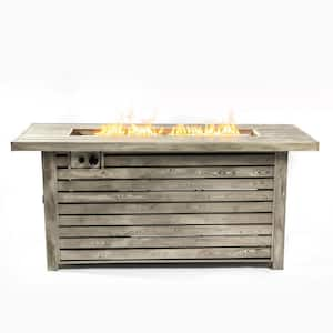 53.5 in. W x 22 in. D x 24 in. H Rectangle Steel Gas Patio Fire Pits in Light Beige