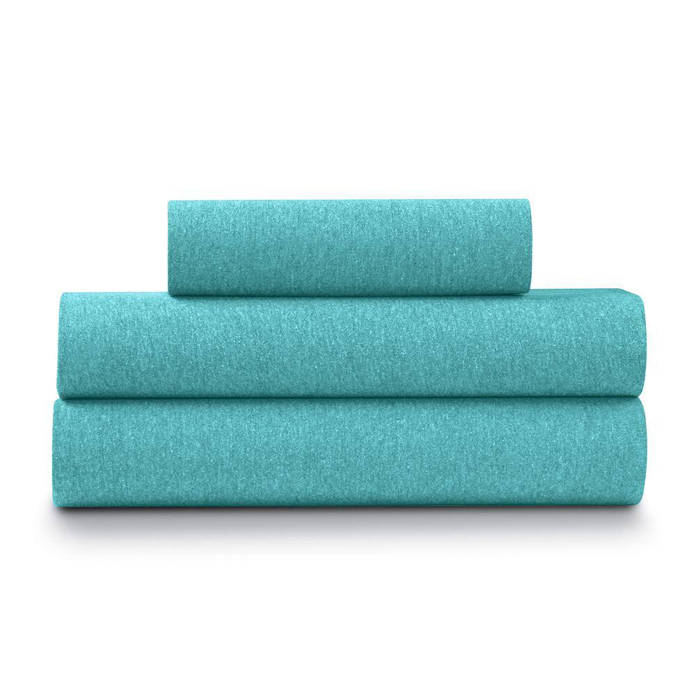 ELLA JAYNE 4Piece Green Heather Jersey Knit King Size Sheet Set
