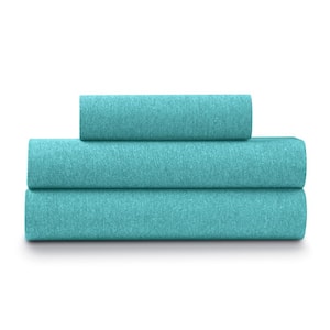 4-Piece Green Heather Jersey Knit King Size Sheet Set