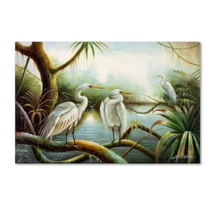 19 in. x 14 in. Three Herons by Victor Giton Floater Frame Nature Wall Art