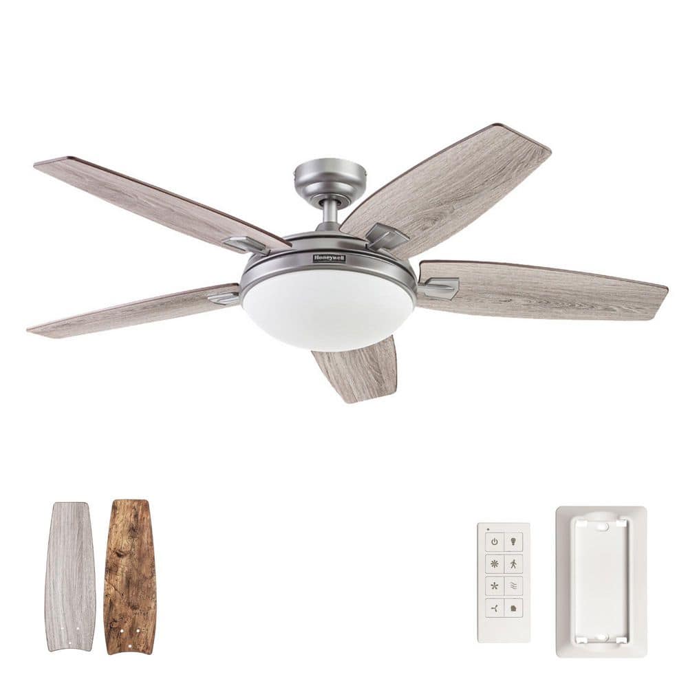 Carmel 48 in. Pewter with Gray Oak Chestnut Blades Dual Mount Standard Ceiling Fan with Light and Remote Control price history on PriceWatchPro