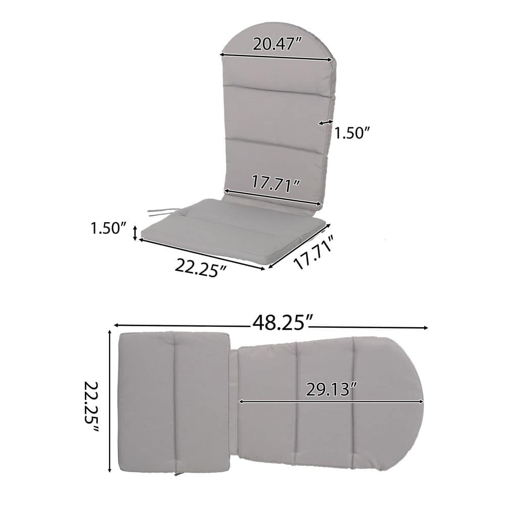 Gray Water-Resistant Polyester Adirondack Chair Cushion