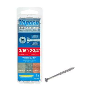 3/16 in. x 2-3/4 in. 410 Stainless Steel Phillips Flat-Head Concrete Anchors (8-Pack)