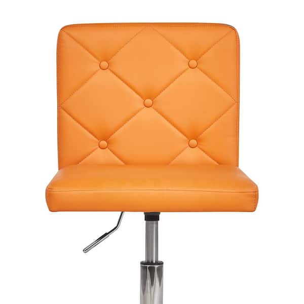 Ergonomic Office Chair with Tufted PU Leather Backrest, Adjustable Swivel Desk Chair, Orange Rolling Computer Chair