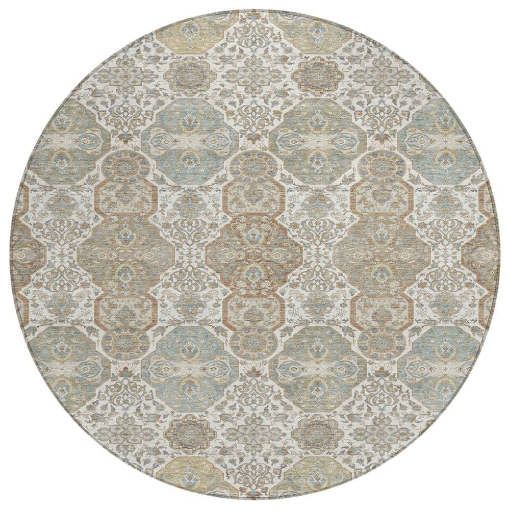 Chantille Machine Washable Indoor/Outdoor Abstract ACN2484 Ivory 8 ft. x 8 ft. Round Rug price history on PriceWatchPro