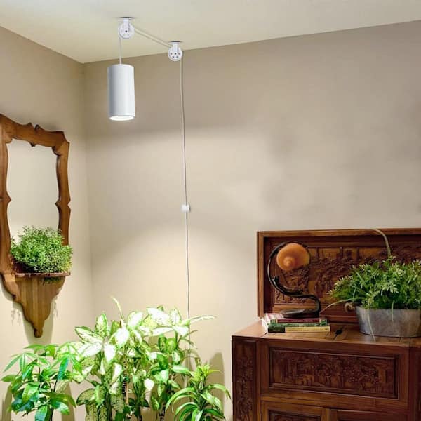 40W Hanging Grow Light, Full Spectrum 4000K, COB Bulb, with Pulleys and Smart Timer Indoor Plant Growth for Hydroponics