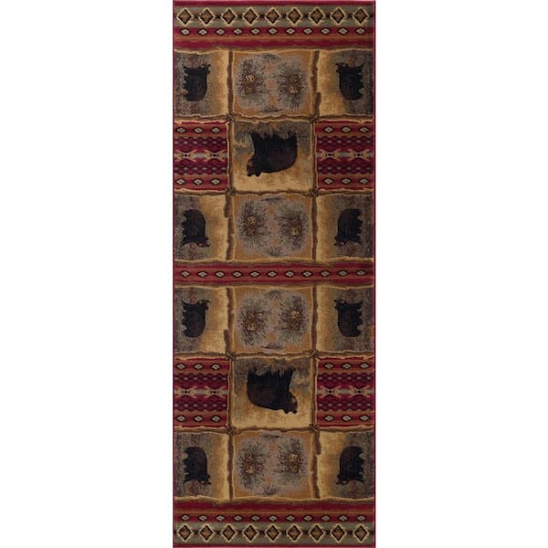 Tayse Rugs Nature Lodge Red 3 ft. x 10 ft. Indoor Runner Rug