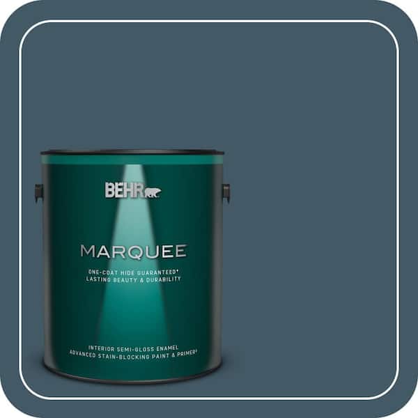 BEHR MARQUEE 1 gal. #S480-7 Midnight in the Tropics One-Coat Hide Semi-Gloss Enamel Interior Paint & Primer