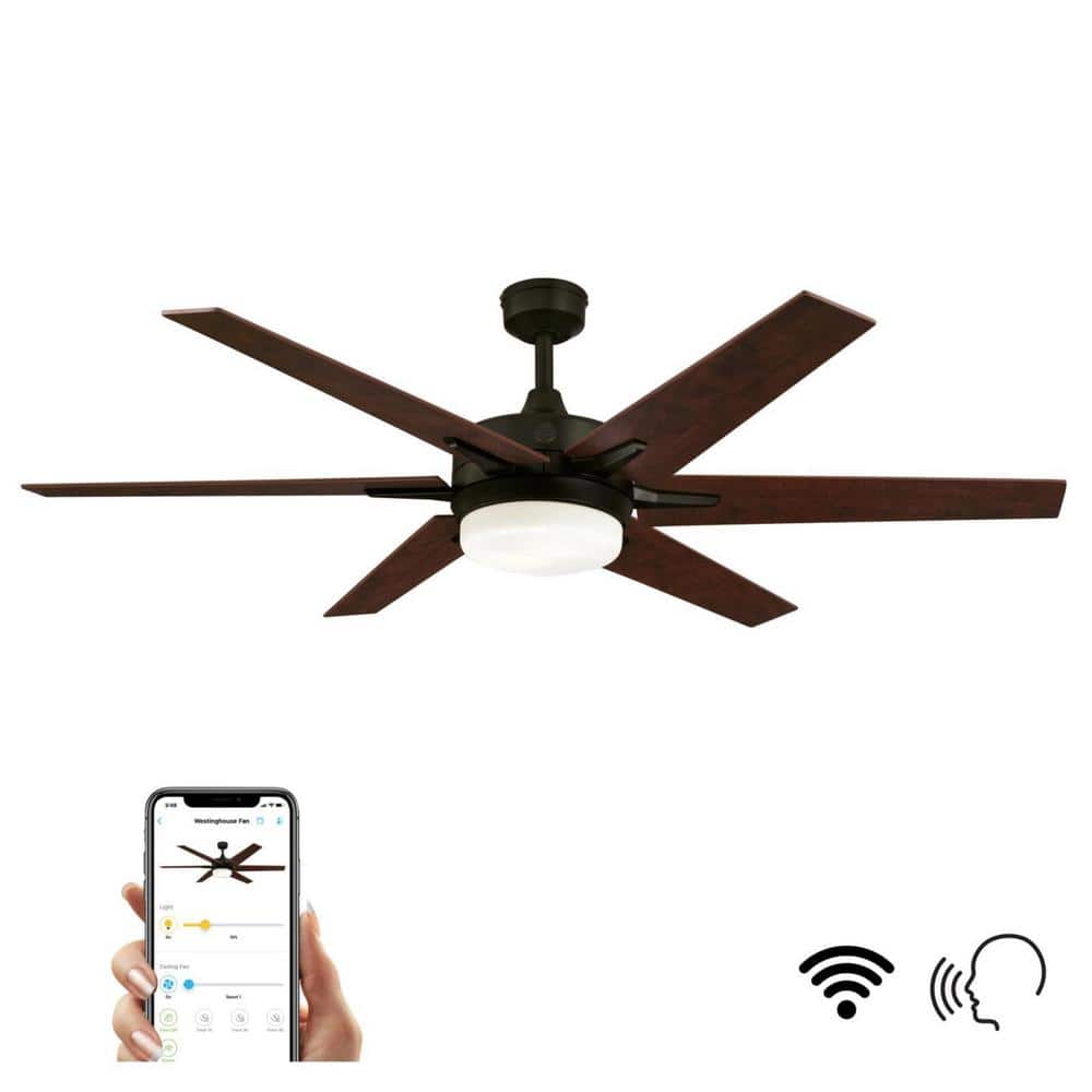 60'' Black-Bronze Ceiling Fan with LED Light Kit and Remote