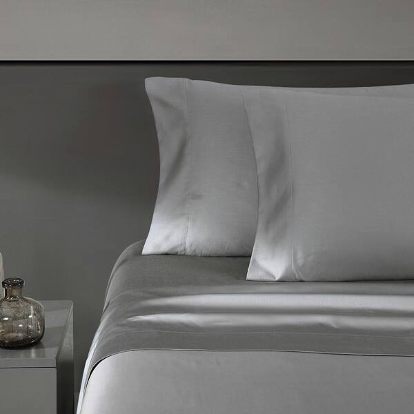 4 Pieces Bedding Sheet Set 800 TC Easy To Fit 100% Cotton Dark Grey Stripe 