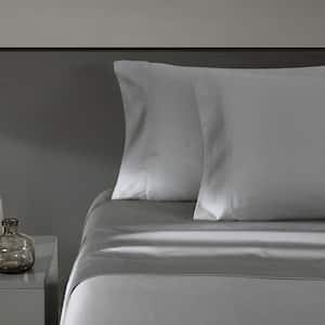 Solid 800 Thread Count 4-Piece White Cotton Blend Sateen King Sheet Set